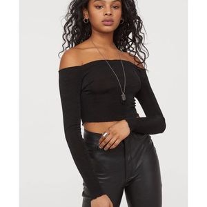 Black off the shoulder top